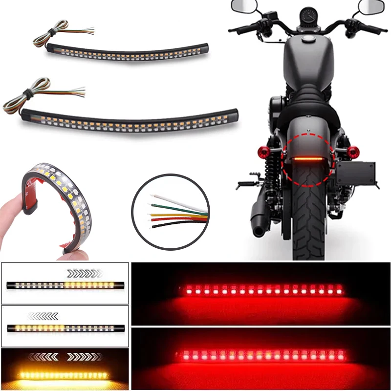 Motorcycle LED Bande 12V Jaune Clignotant Rouge Frein